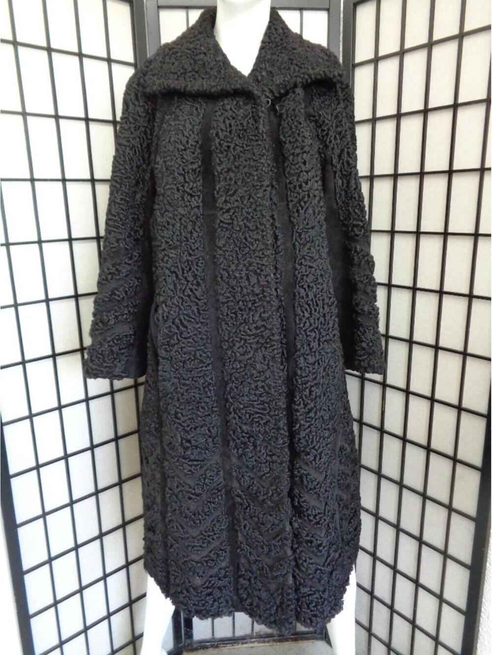 Mint Black Lamb (Astrakhan) Fur Coat Jacket Women Woman Size 6 Small